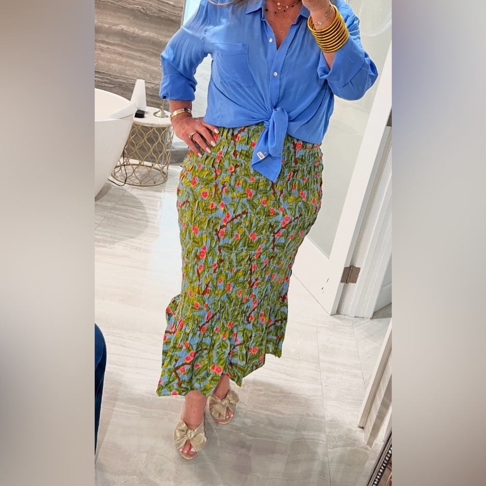 Anthropologie Green Floral Midi Dress - Picture 6 of 9